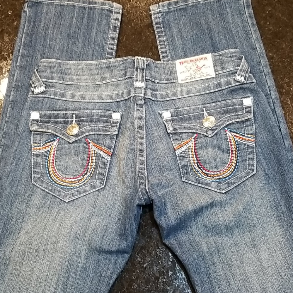 Retro chic True Religion Rainbow flap pocket